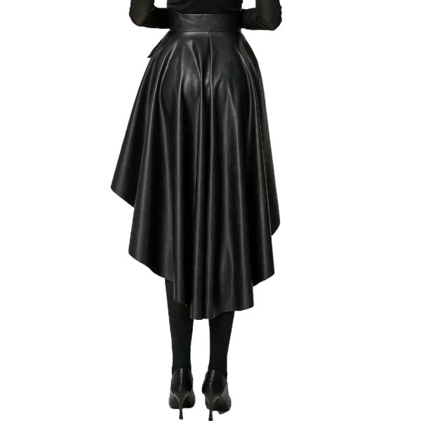 Leather Skirt for Women Black Faux Leather Plus Size Pleated Midi Maxi Fall Long Skirts