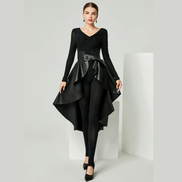 Leather Skirt for Women Black Faux Leather Plus Size Pleated Midi Maxi Fall Long Skirts