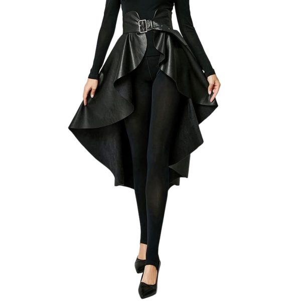 Leather Skirt for Women Black Faux Leather Plus Size Pleated Midi Maxi Fall Long Skirts