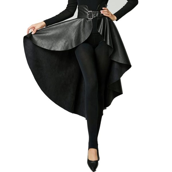 Leather Skirt for Women Black Faux Leather Plus Size Pleated Midi Maxi Fall Long Skirts
