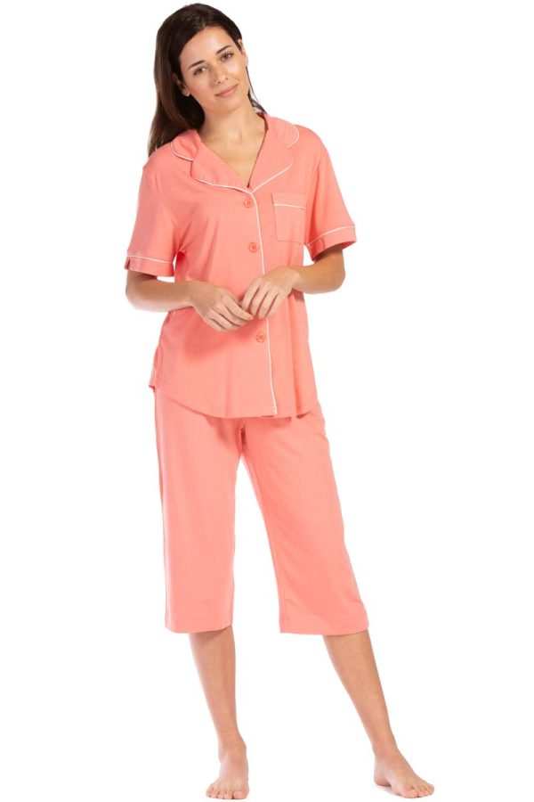 Button Down Pajamas for Women Capri Pajama Sleepwear Set with Gift Box