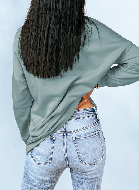 Women's Casual Crew Neck Sweatshirt Loose Soft Long Sleeve Pullover Tops