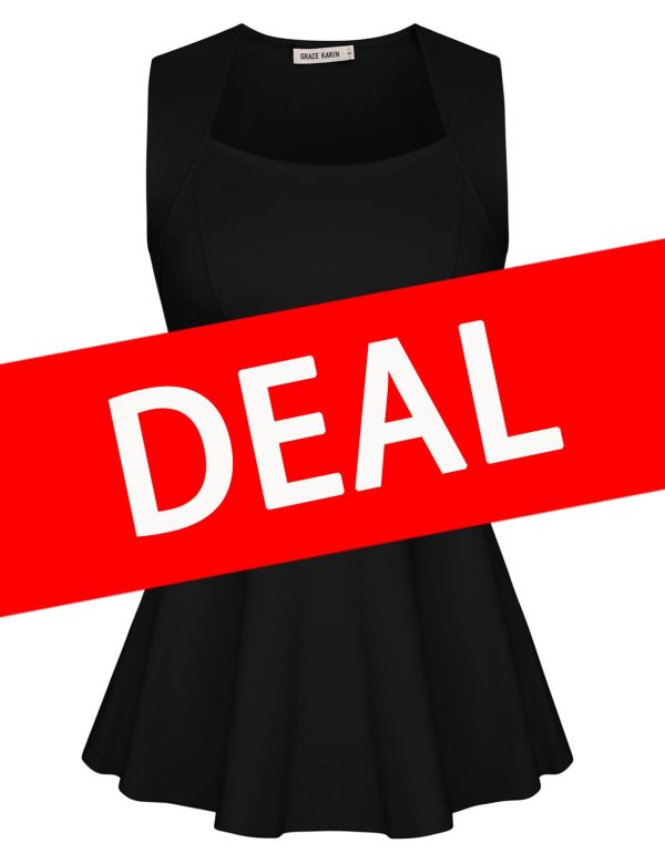 Peplum Tops for Women Sleeveless Square Neck Tank Top Summer Babydoll Shirts Business Casual Blouses