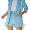 51g-xYAYboL.jpg Women's 2 Piece Open Front Long Sleeve Blazer and Solid Short Pants Suit Sets