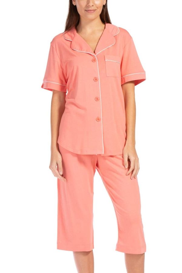 Button Down Pajamas for Women Capri Pajama Sleepwear Set with Gift Box