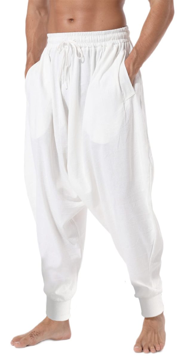 Men's Drawstring Aladdin Hippie Harem Pants Loose Drop Crotch Trousers