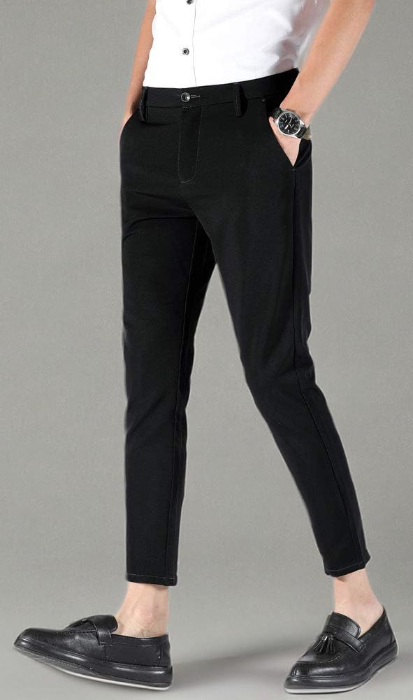 Men's Stretch Skinny Fit Casual Business Pants Ankle Dress Pants