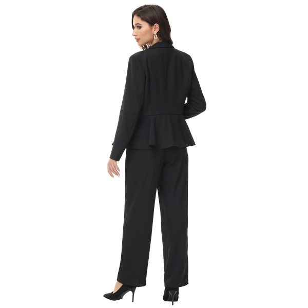 Women's Suit Outfits Set 2 Piece Ruffle Blazer with Pants Suit Set Long Sleeve Business Casual