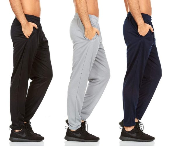 3 Pack: Mens Athletic Pants with Pockets, Mens Sweatpants, Mens Joggers with Pockets (Up to 3XL)