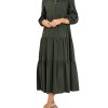 61MJ4KWP2PL.jpg Women Flowy Maxi Dresses Casual V Neck Smocked Tiered Babydoll Sundress Beach Long Skirt with Pockets