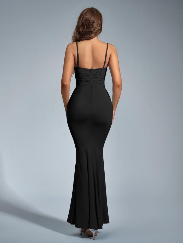 Women's Bodycon Maxi Dress Spaghetti Strap Sleeveless Elegant Long Formal Wedding Guest Dresses