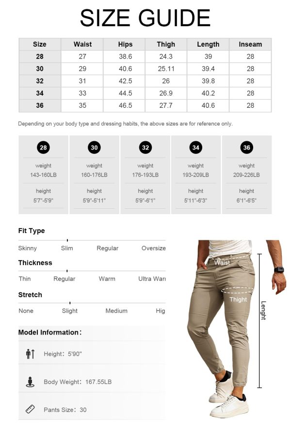 Men's 4-Way Stretch Slim Tapered Fit Golf Joggers - 28" Inseam Nylon