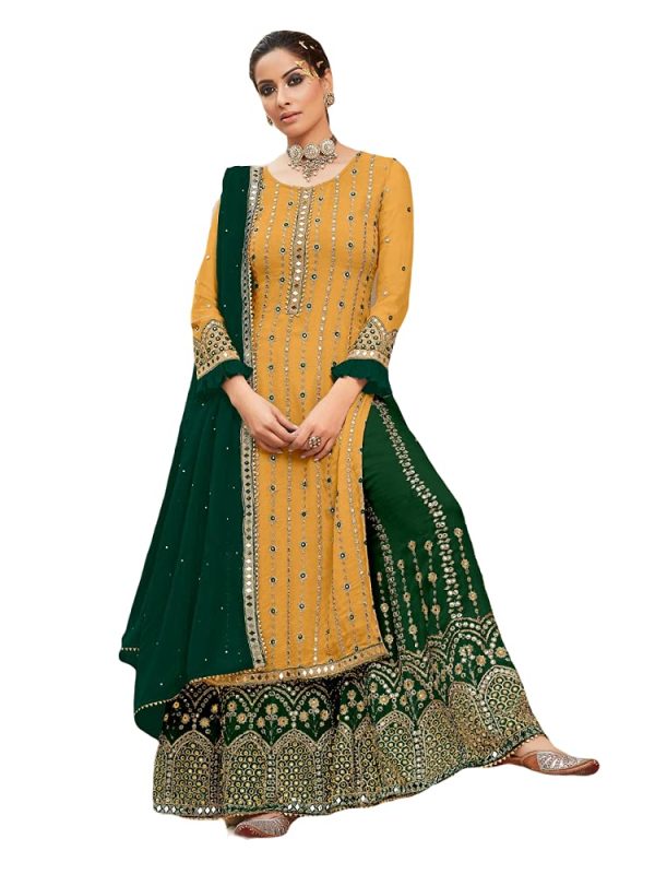 Fashion Ready to Wear Indian/Pakistani Party Wear Dresses Palazzo Style Salwar Suit With Embroidered Work