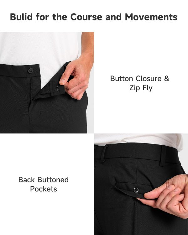 Mens Classic Fit Golf Pants Stretch Work Dress Pants 30''/32''/34'' Lightweight Casual Pants with Pockets