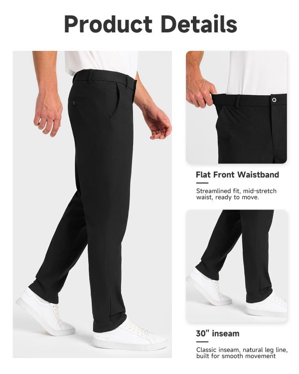 Mens Classic Fit Golf Pants Stretch Work Dress Pants 30''/32''/34'' Lightweight Casual Pants with Pockets