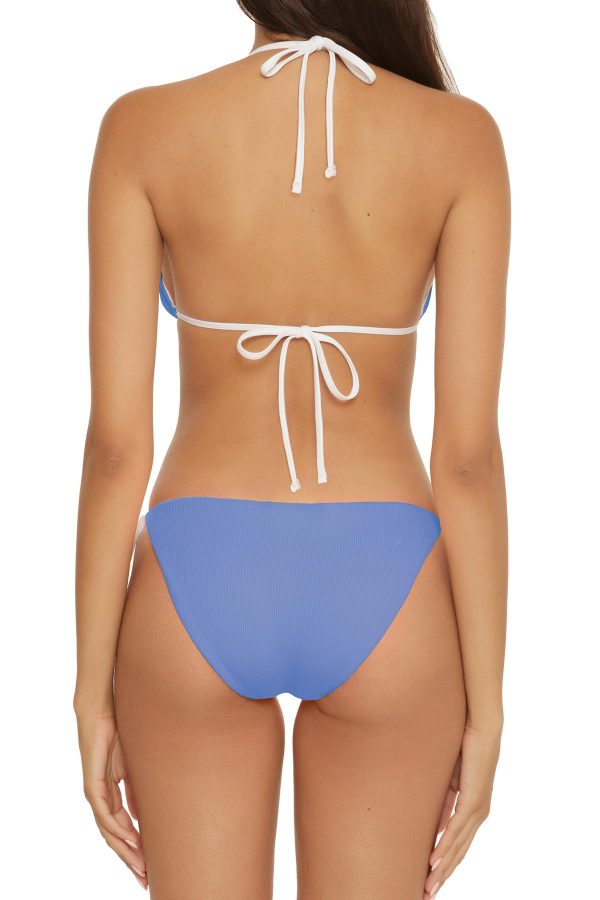 Women's Standard Clear Lines Reversible Triangle Top and Tie Side Bottom Bikini Set, Adjustable, Two Piece Swimsuits