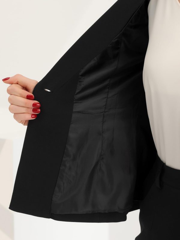 Short Sleeve Blazer Pant Suits Set for Women Business Casual 2 Piece Work Outfits