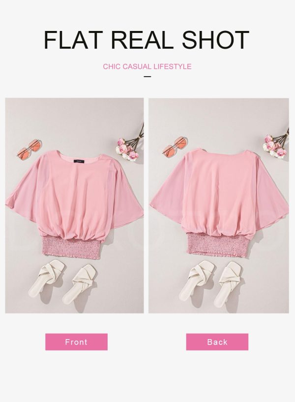 Womens Tops Dressy Casual 3/4 Sleeve Tops Crewneck Business Casual Chiffon Blouses