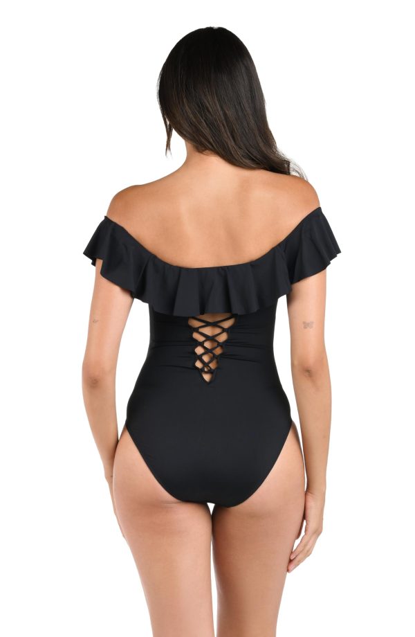 Women's One Piece Swimsuit Off Shoulder Ruffle Island Goddess Bathing Suit