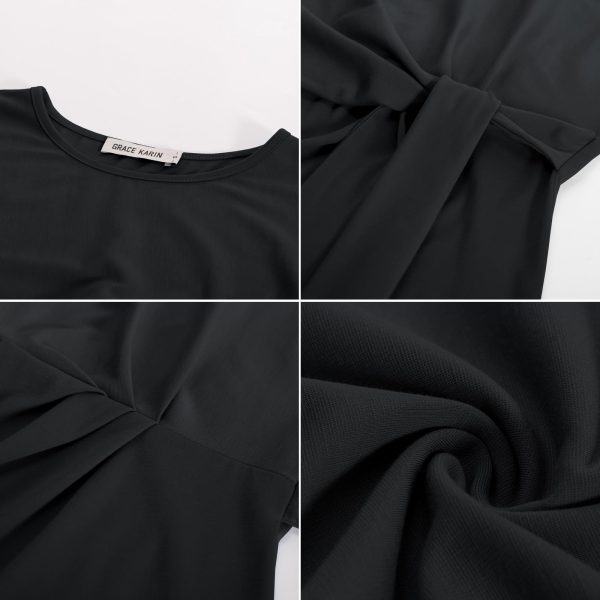 Womens Cap Sleeve Tops 2025 Summer Tie Waist Crew Neck Elegant Blouse Dressy Casual Work Business Shirts
