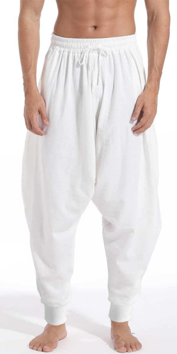 Men's Drawstring Aladdin Hippie Harem Pants Loose Drop Crotch Trousers