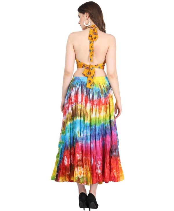 Women's 25 Yard Casual High Waist Long Maxi Skirt with Elastic Waistband Flared Cotton Skirts for Women