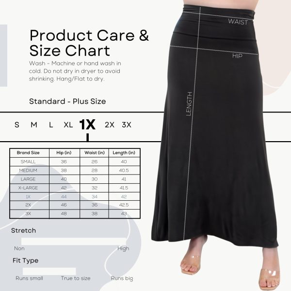 High Waisted Maxi Skirts for Women - Standard & Plus Size Ankle Length Skirt - Formal & Casual Long Skirt for Women
