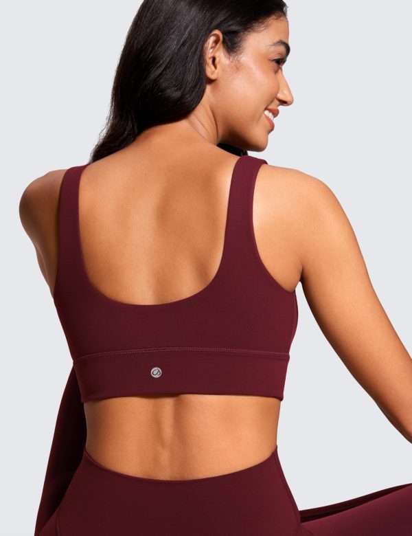 Butterluxe Womens U Back Sports Bra - Scoop Neck Padded Low Impact Yoga Clothes Workout Crop Top with Built in Pads