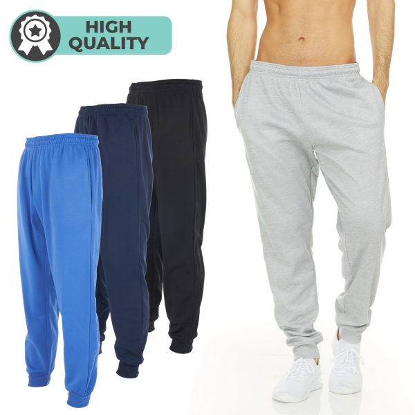 3 Pack: Mens Athletic Pants with Pockets, Mens Sweatpants, Mens Joggers with Pockets (Up to 3XL)