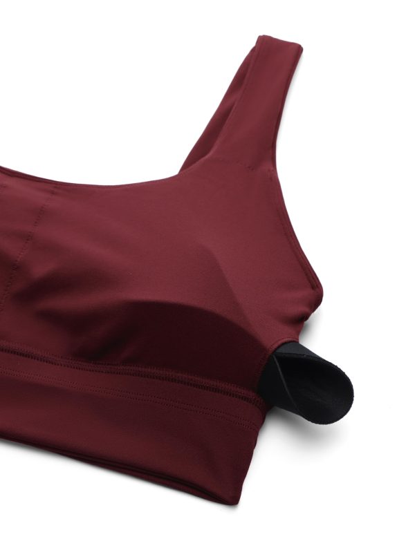Butterluxe Womens U Back Sports Bra - Scoop Neck Padded Low Impact Yoga Clothes Workout Crop Top with Built in Pads