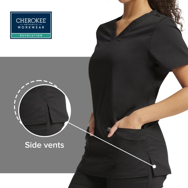 Medical Women's Scrub Top V-Neck with 3 Pockets & Soft Fabric WW620