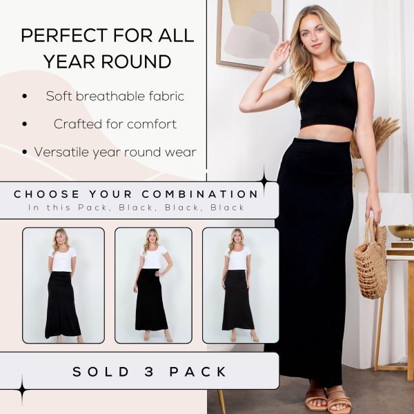 High Waisted Maxi Skirts for Women - Standard & Plus Size Ankle Length Skirt - Formal & Casual Long Skirt for Women