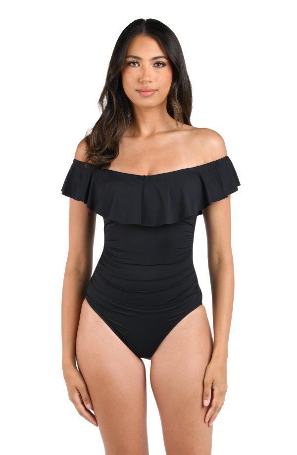 Women's One Piece Swimsuit Off Shoulder Ruffle Island Goddess Bathing Suit