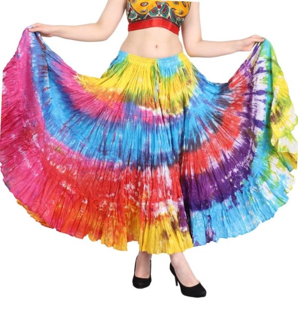 Women's 25 Yard Casual High Waist Long Maxi Skirt with Elastic Waistband Flared Cotton Skirts for Women