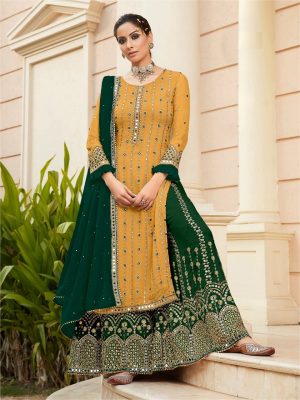 Fashion Ready to Wear Indian/Pakistani Party Wear Dresses Palazzo Style Salwar Suit With Embroidered Work