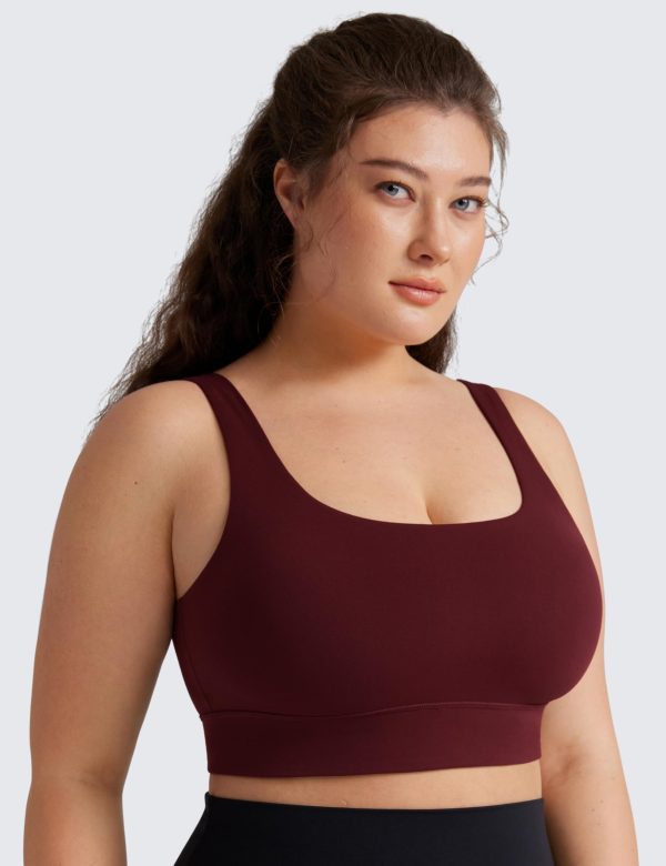 Butterluxe Womens U Back Sports Bra - Scoop Neck Padded Low Impact Yoga Clothes Workout Crop Top with Built in Pads
