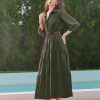 71NkzfkHjL.jpg Women Flowy Maxi Dresses Casual V Neck Smocked Tiered Babydoll Sundress Beach Long Skirt with Pockets