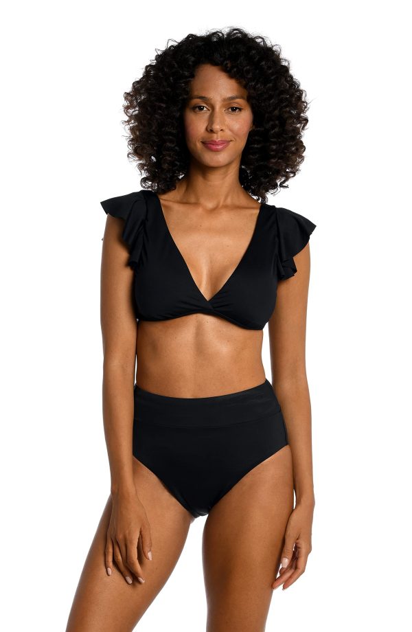 Women's Standard Island Goddess Over The Shoulder Ruffle Bikini Swimsuit Top