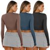 3 Pack Womens Long Sleeve Shirts Y2K Going Out Crop Tops Cute Basic Slim Fitted Fall Fashion Outfits 2025 Clothes
