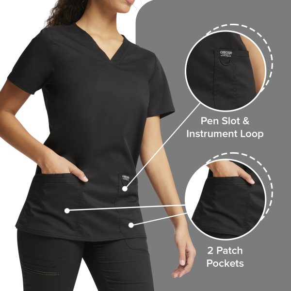 Medical Women's Scrub Top V-Neck with 3 Pockets & Soft Fabric WW620