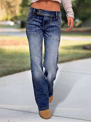 Low Rise Wide Leg Jeans for Women Baggy Jeans Denim Trouser Jeans Flare Dress Pants