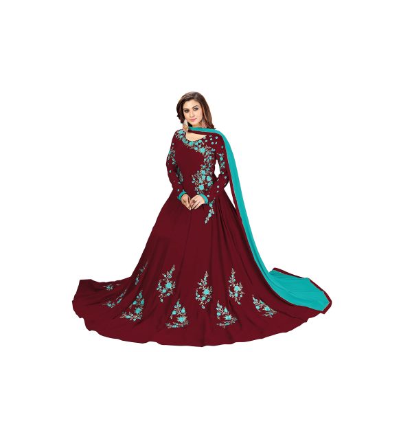 Women's Georgette Embroidery Anarkali Suit Set Stitched