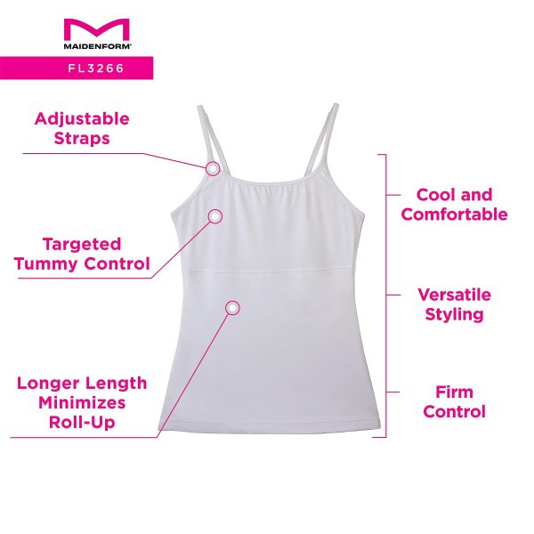 Women's Shapewear Cami Tank Top, Tummy Control Shapewear Tank, Longer Length Back-Smoothing Shapewear for Women