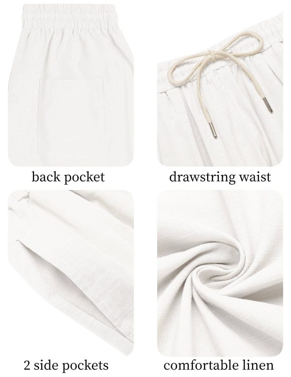 Men's Cotton Linen Harem Pants Drawstring Casual Cropped Trousers Lightweight Loose Beach Yoga Pants with Pockets