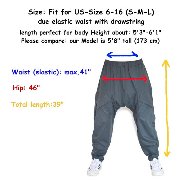 Casual Lounge Pants Yoga Harem Trousers Men Women 2 Pockets