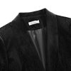 Women Pantsuit Dressy Silver Thread Velvet 2 Piece Suit Set Blazer and Flared Pants