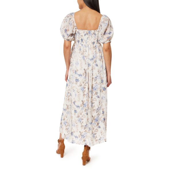 Women's Eliza Pleated Bodice Puff Sleeve Chiffon Maxi Dress