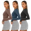 3 Pack Womens Long Sleeve Shirts Y2K Going Out Crop Tops Cute Basic Slim Fitted Fall Fashion Outfits 2025 Clothes