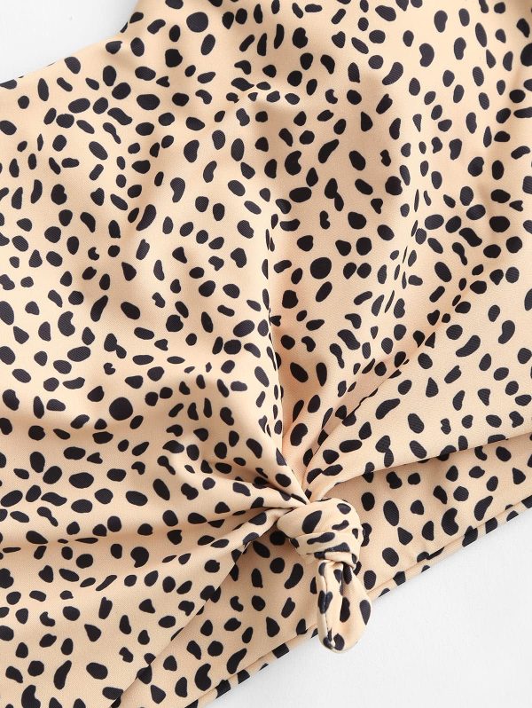 Women's Front Knot Bikini Tops Crop Tankini Top Scoop Neck Padded Bathing Suit Tops