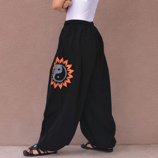 Baggy Yoga Harem Pants Men Women Casual Lounge Trousers 2 Big Pockets, One Size, Elastic Waist